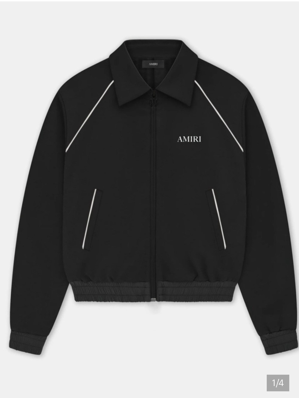 AMIRI Black Bomber Jacket with White Trim